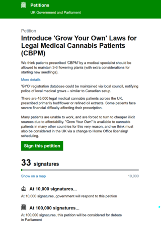 Thread 'Government Petition:  Introduce 'Grow Your Own' Laws for Legal Medical Cannabis Patients (CBPM)'
