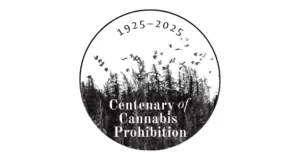 Logo commemorating the centenary of cannabis prohibition in 2025.