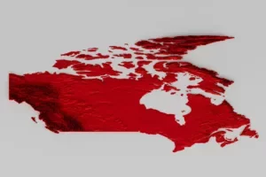 3D render of Canada symbolising Canadian cannabis exports flooding Europe’s medical cannabis markets