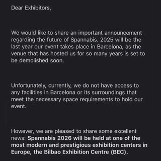 email about spannabis ending in barcelona and moving to bilbao