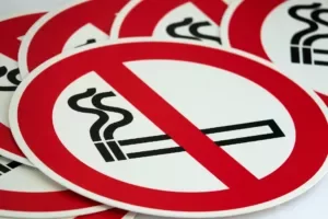 Prohibition sign representing opposition to smoking medical cannabis