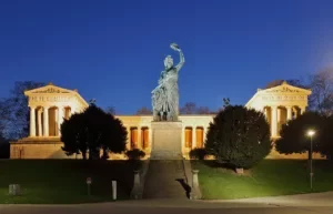 Statue of Bavaria in Munich symbolising restrictive cannabis policy.