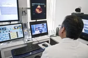 Doctor conducting online medical consultation.